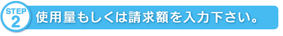 STEP2 使用量もしくは情求金額をご入力下さい。